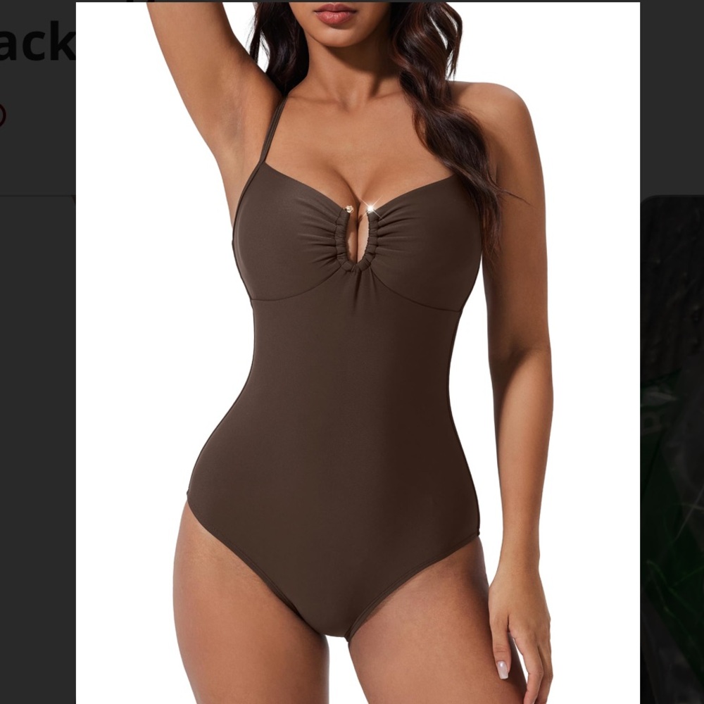 Classic Brown One-Piece Swim Suit - Women